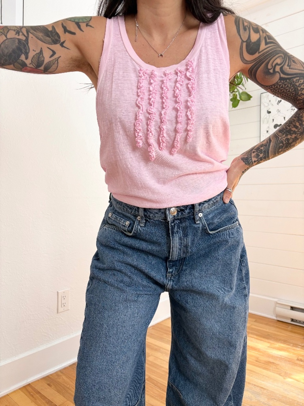 Dsquared2 cool pink runway ruffle tank